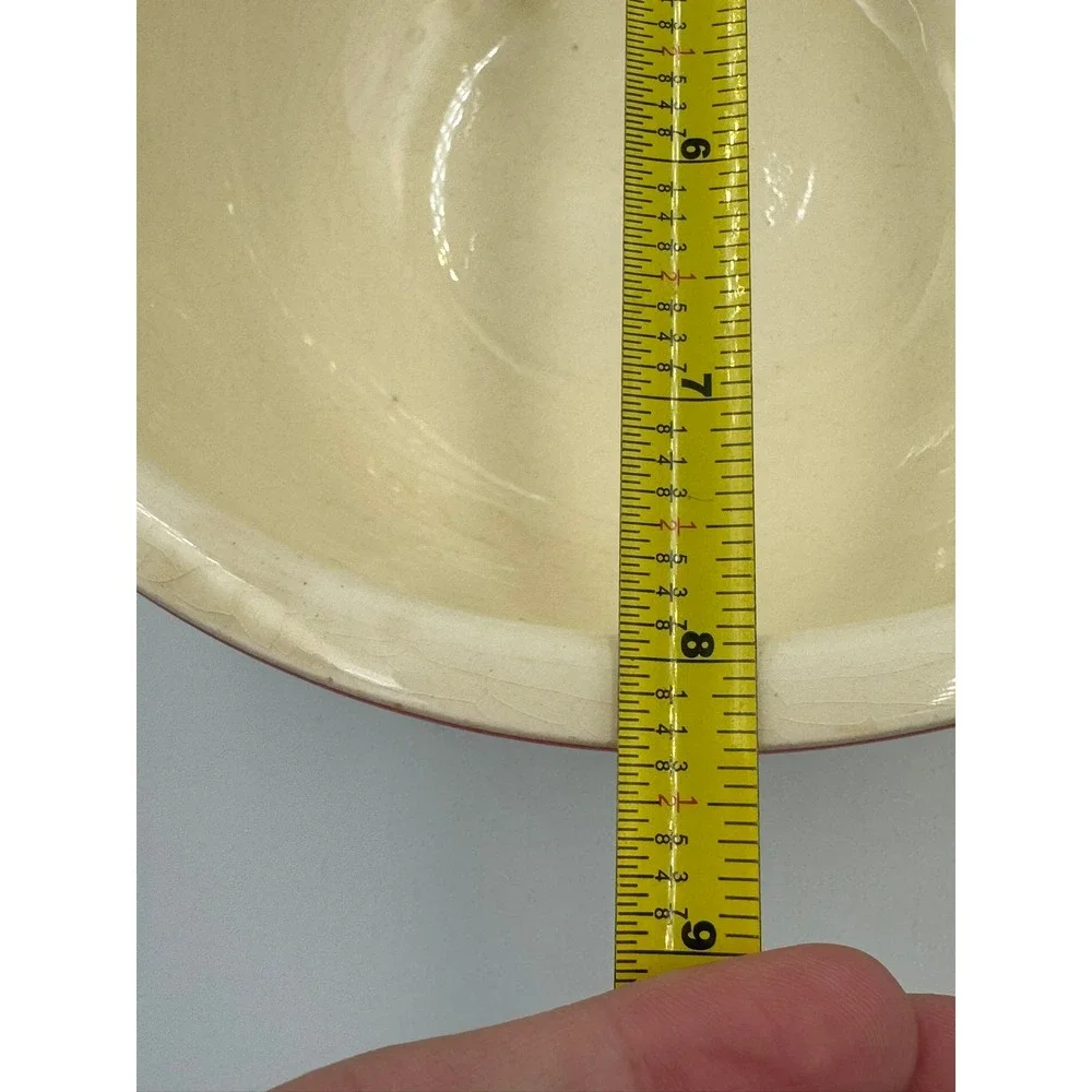 Vintage Homer Laughlin Kitchen Kraft Oven Serve‎ Floral Mixing Bowl Red Rim USA